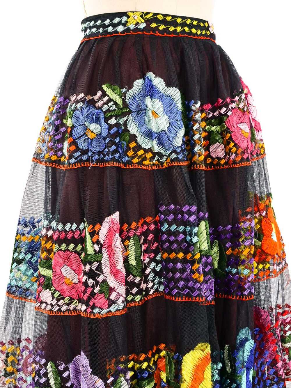 Hand Embroidered Mexican Net Skirt - image 2
