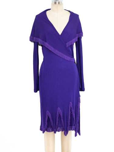 Jean Paul Gaultier Fringed Wrap Style Jersey Dress