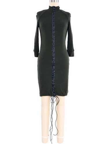 Jean Paul Gaultier Lace Up Ribbed Knit Dress