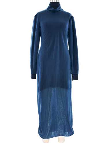 Helmut Lang Navy Layered Chiffon Sweater Dress - image 1
