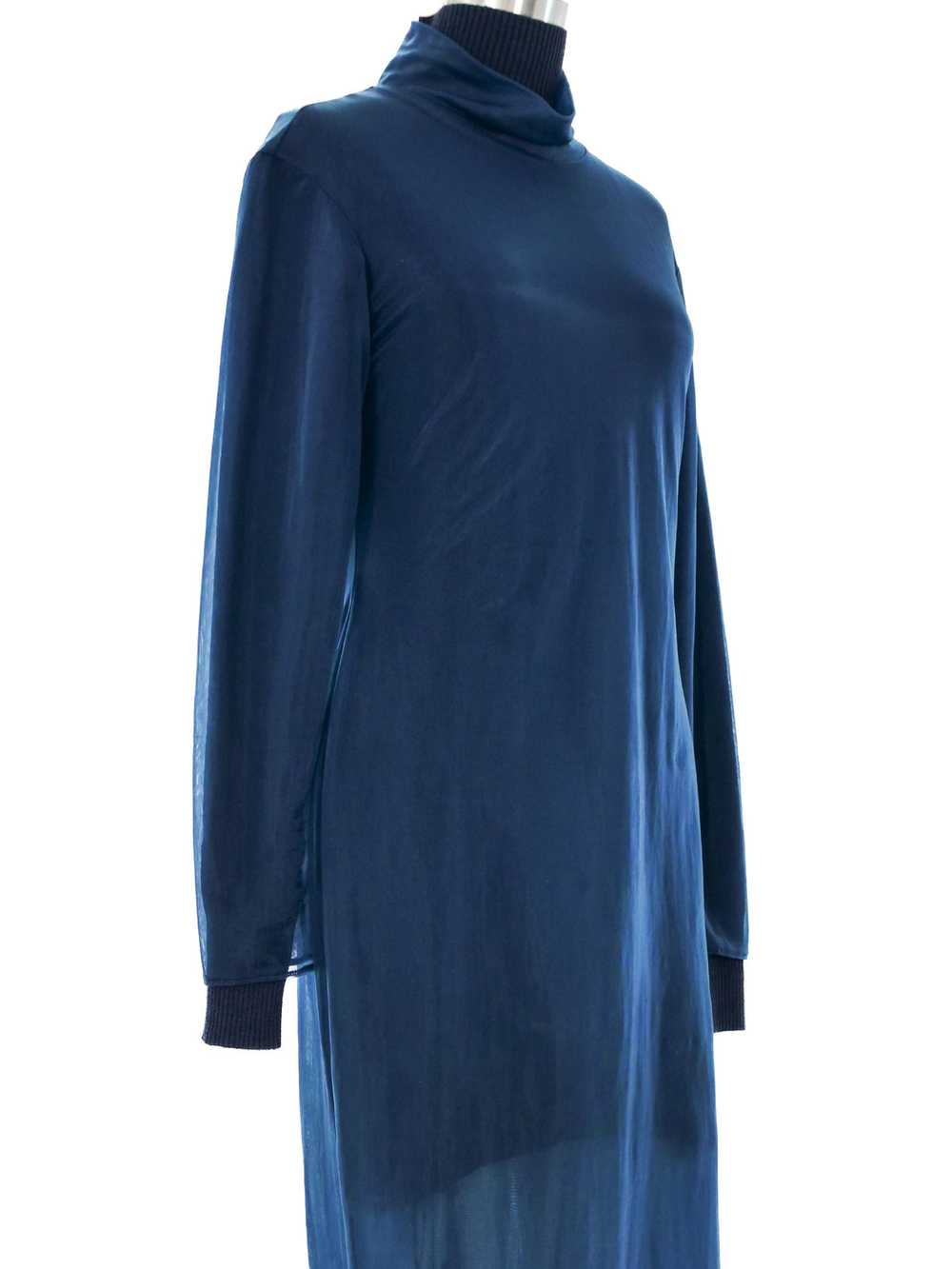 Helmut Lang Navy Layered Chiffon Sweater Dress - image 2