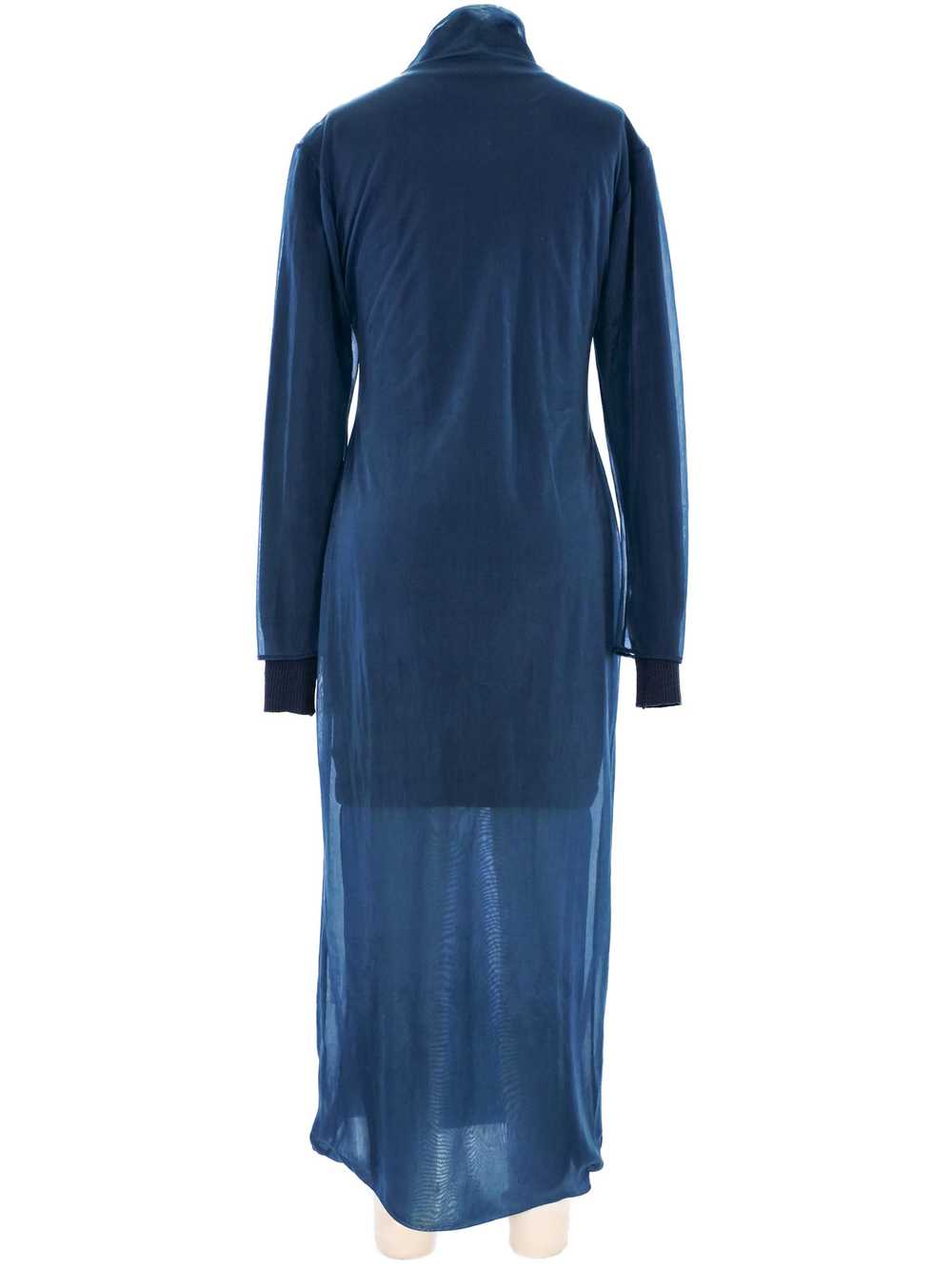 Helmut Lang Navy Layered Chiffon Sweater Dress - image 4