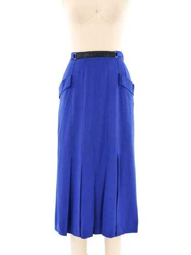 Hermes Blue Pleated Midi Skirt