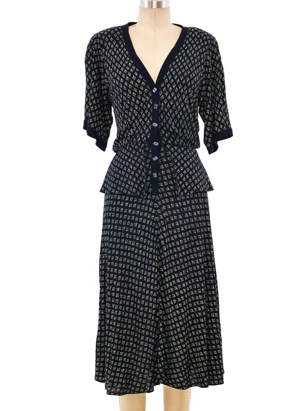 Jean Muir Peplum Jersey Dress - image 1