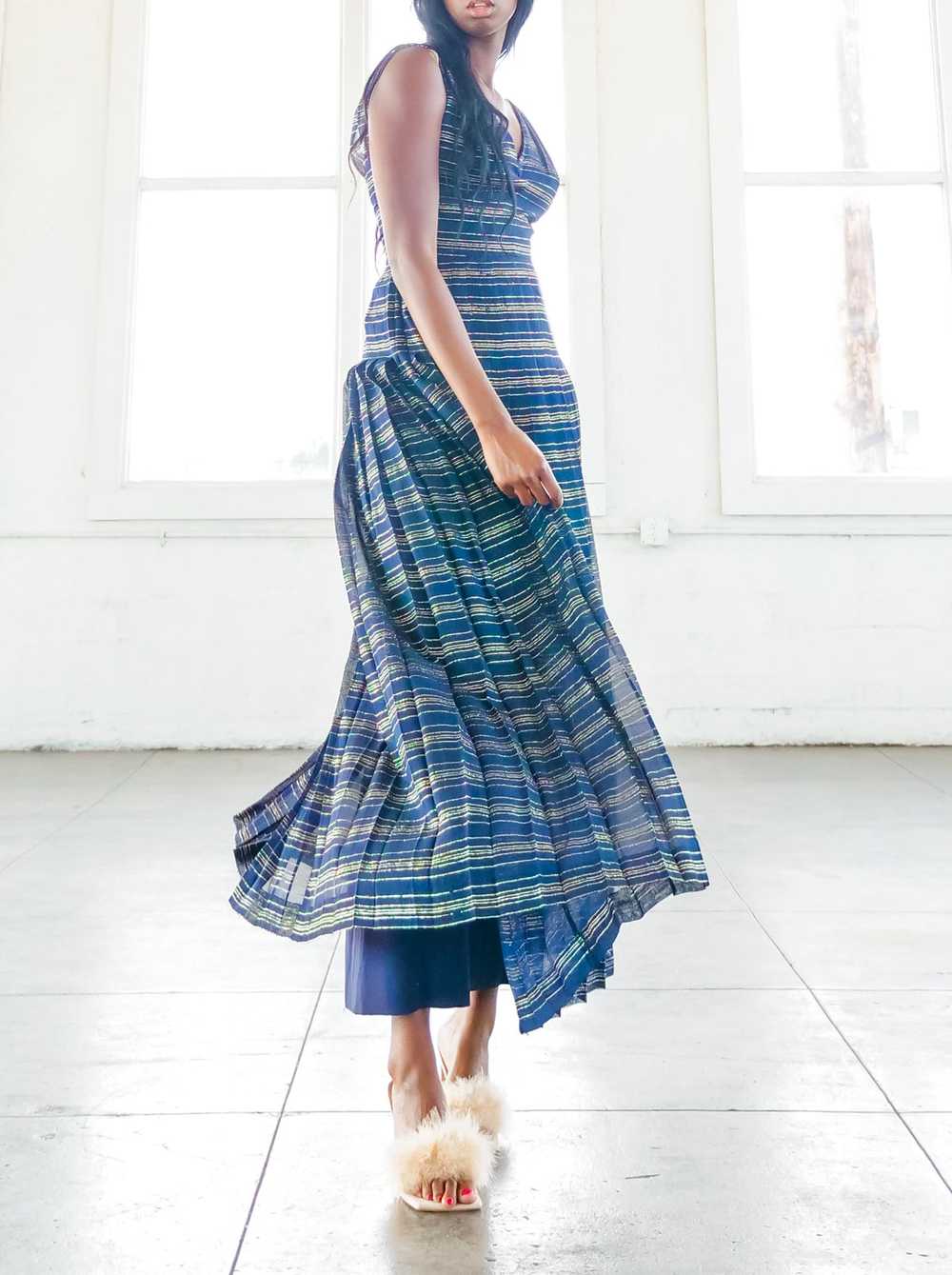 Jean Patou Lurex Stripe Pleated Gown - image 2