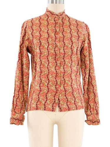 Jaeger Rose Printed Button Front Blouse