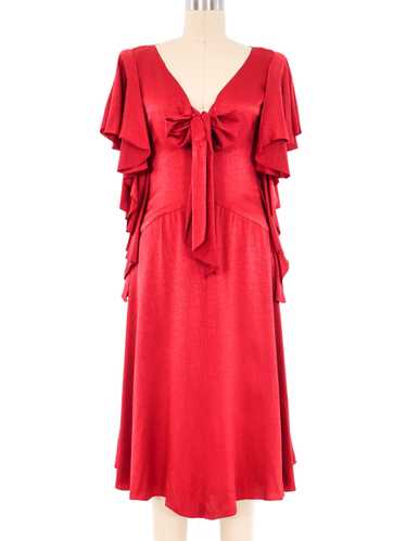 Holly's Harp Red Silk Ruffle Dress