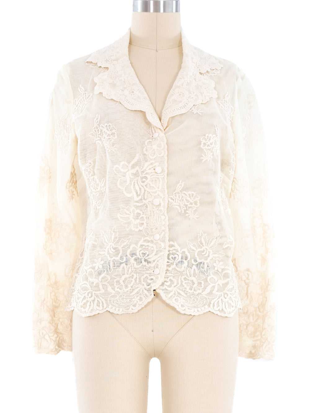 Ivory Floral Lace Blouse - image 1