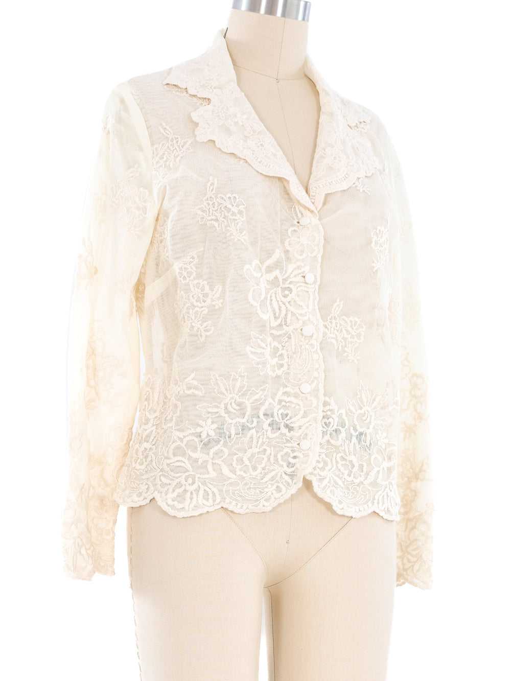Ivory Floral Lace Blouse - image 3