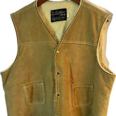 70s Sears Leather Shop Vest - image 1