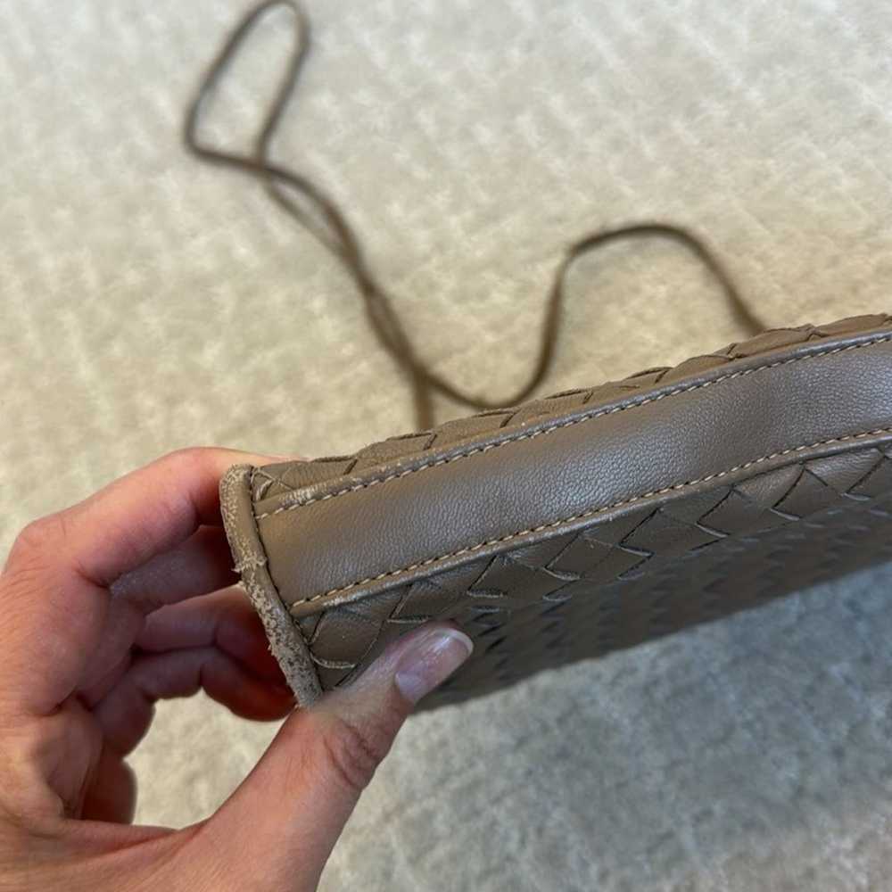 VTG brown woven leather shoulder bag clutch criss… - image 8
