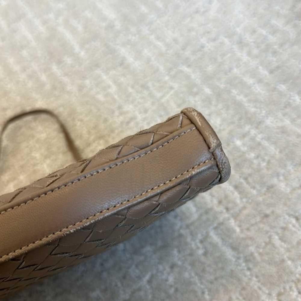 VTG brown woven leather shoulder bag clutch criss… - image 9