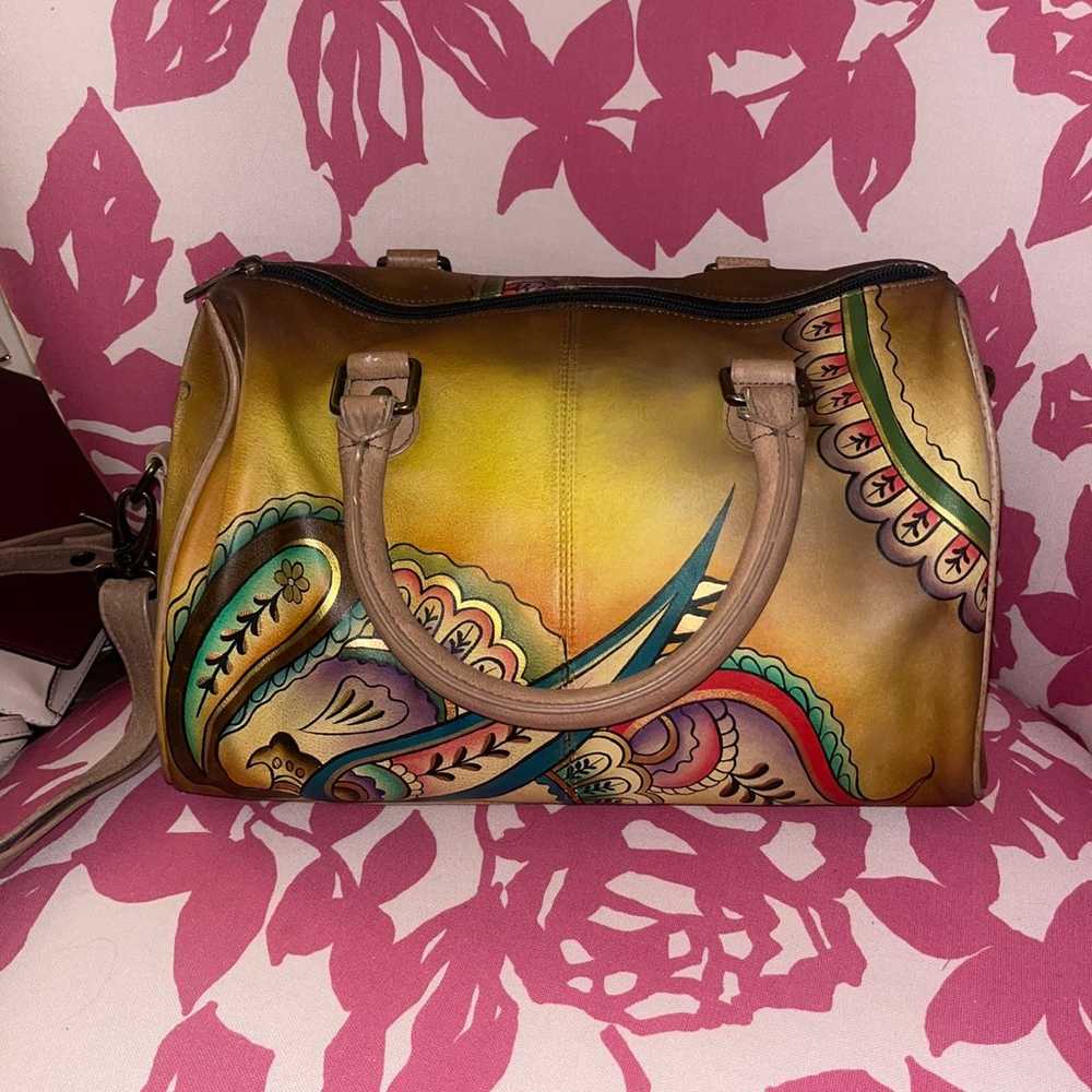 Anuschka Hand Painted Leather Handbag/Purse 25TH … - image 1