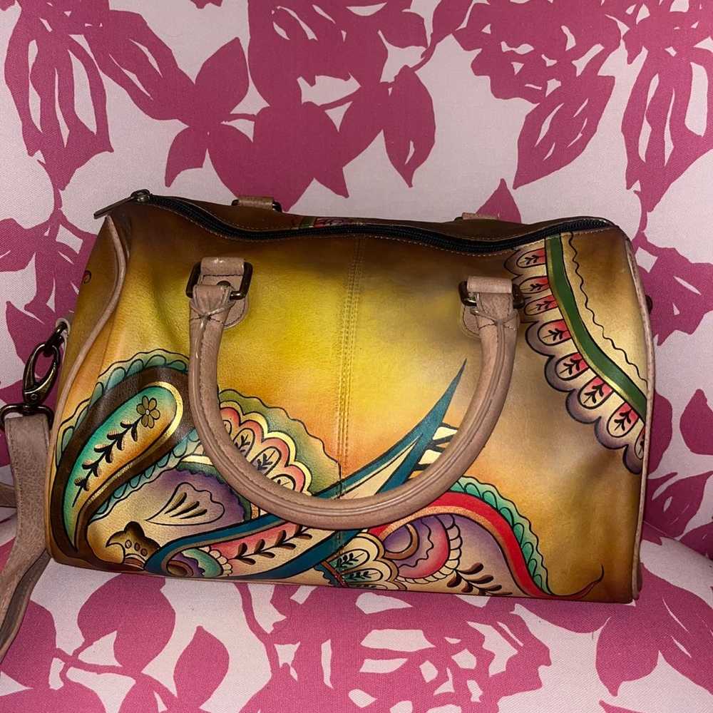 Anuschka Hand Painted Leather Handbag/Purse 25TH … - image 2
