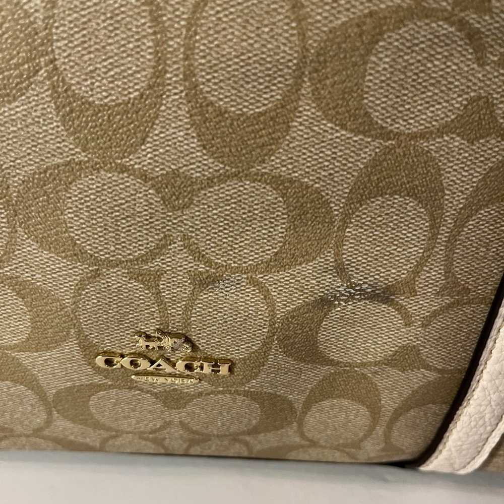 Coach May Beige Tan Off White Pebbled Leather XL … - image 6