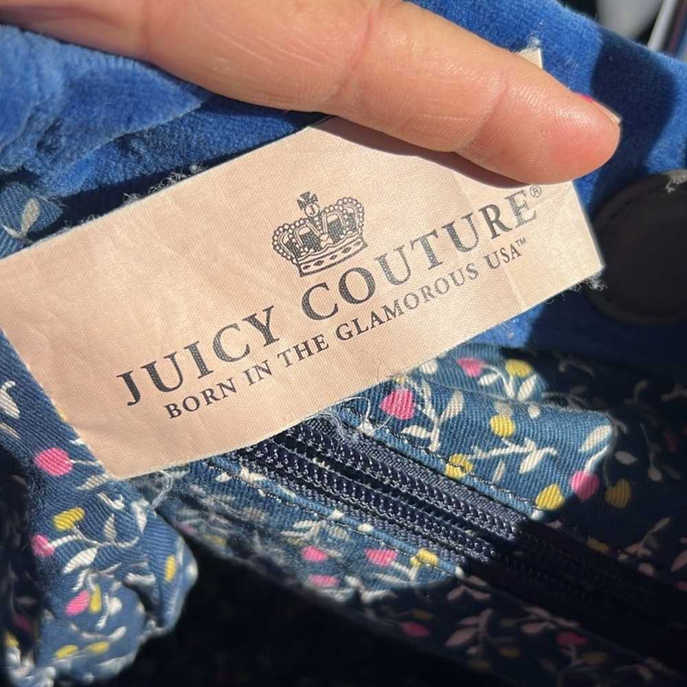 Juicy Couture Vintage Y2K Royal Blue Velour rose … - image 9