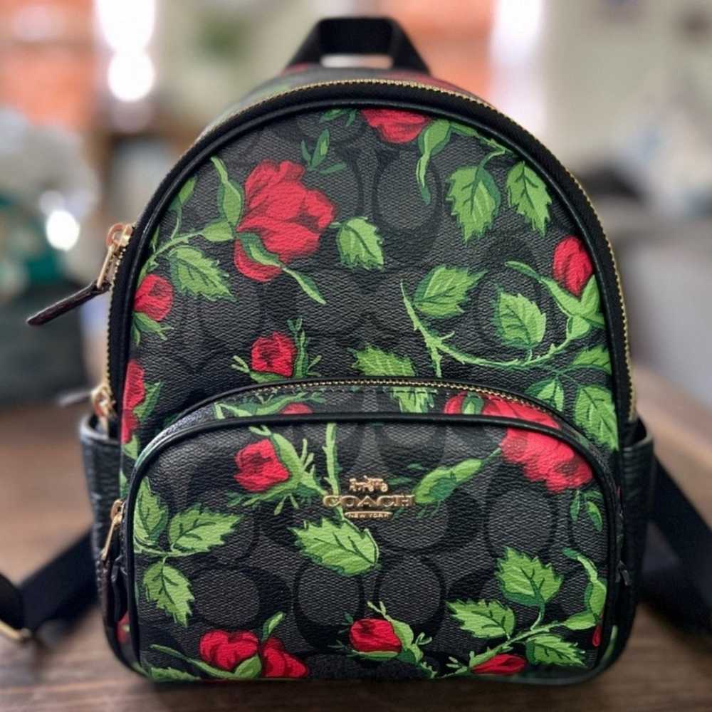 Coach Mini Court Backpack - rose print - image 1