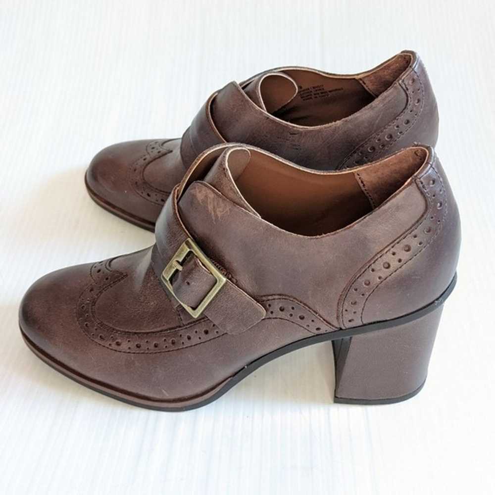 KORKS women's monk strap oxford heels brown leath… - image 7