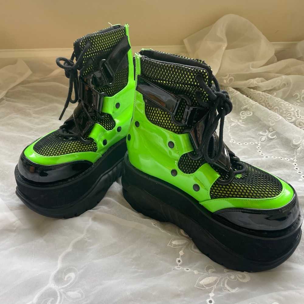 Demonia Neptune neon green platform rave boots - image 1