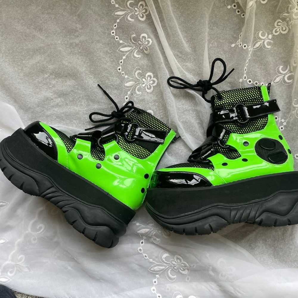 Demonia Neptune neon green platform rave boots - image 4