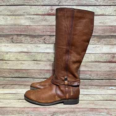 Frye Brown Leather Melissa Belted Tall Boots - image 1