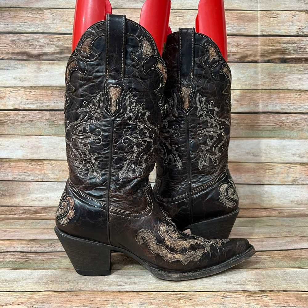 Stetson Brown Python pointed Boots - image 2