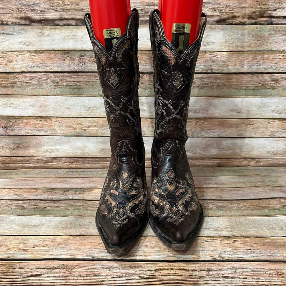 Stetson Brown Python pointed Boots - image 5