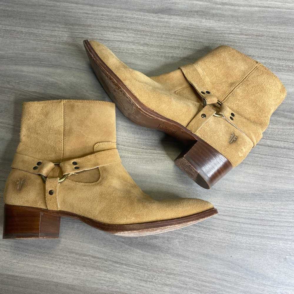 Frye Tan Suede Engineer Harness Ankle Boots 10B - image 2