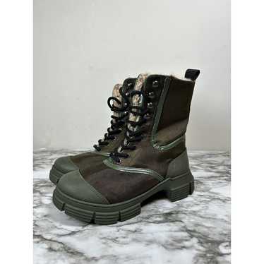 GANNI Shearling Hiking Ankle Combat Boots Size 36 