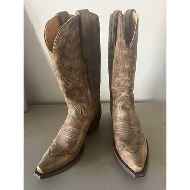 caborca silver brown leather cowboy boots. Sz 7.5… - image 1
