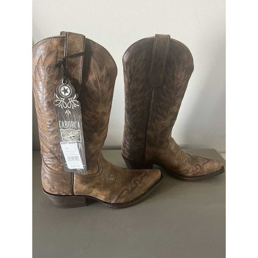 caborca silver brown leather cowboy boots. Sz 7.5… - image 2