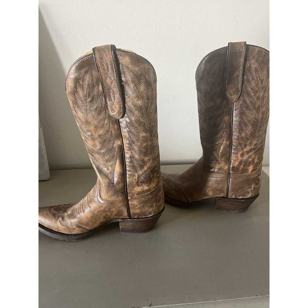 caborca silver brown leather cowboy boots. Sz 7.5… - image 5