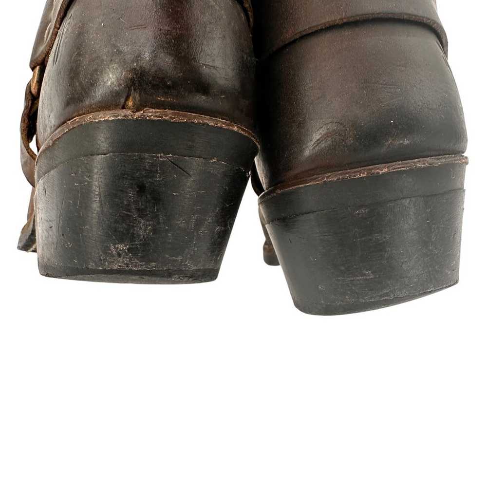 Frye Vintage Brown Leather Knee High Moto Harness… - image 2