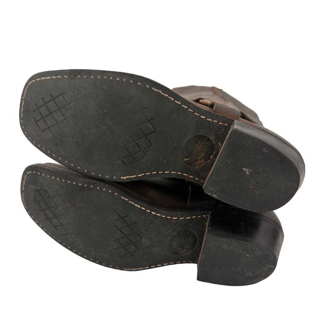 Frye Vintage Brown Leather Knee High Moto Harness… - image 3
