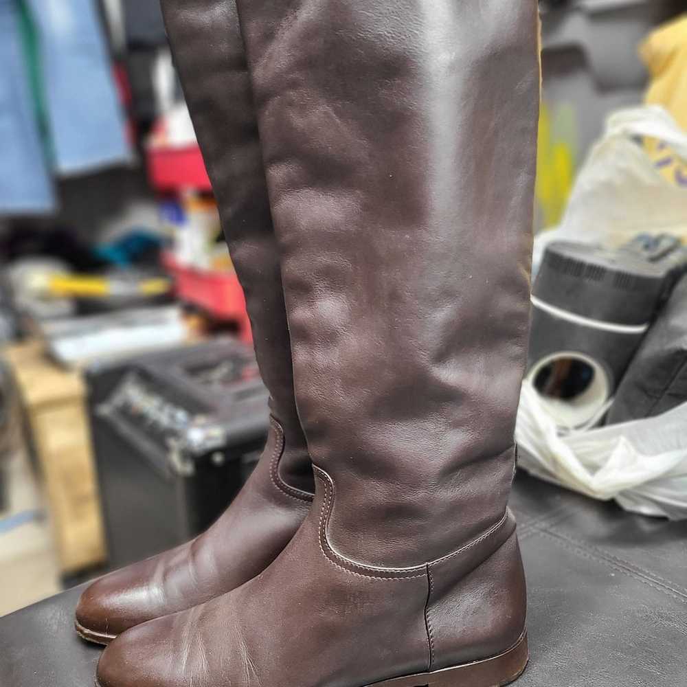 Loro Piana brown leather horseback riding boots s… - image 1