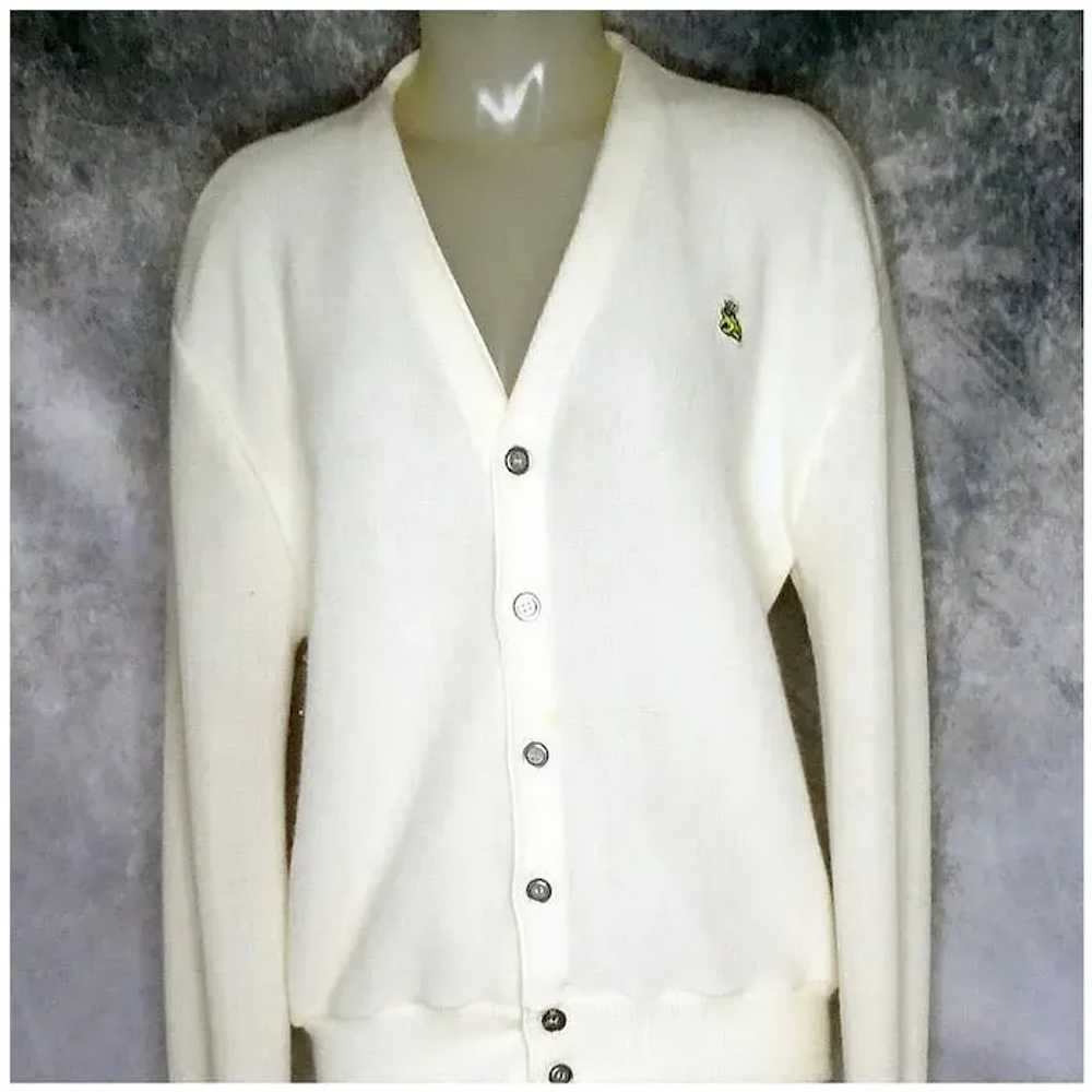 Mens Golf Cardigan, 60s White Sweater for Men, VF… - image 6