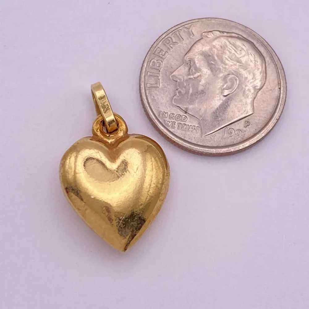 Puffy Heart Vintage Charm 14K Gold - image 2