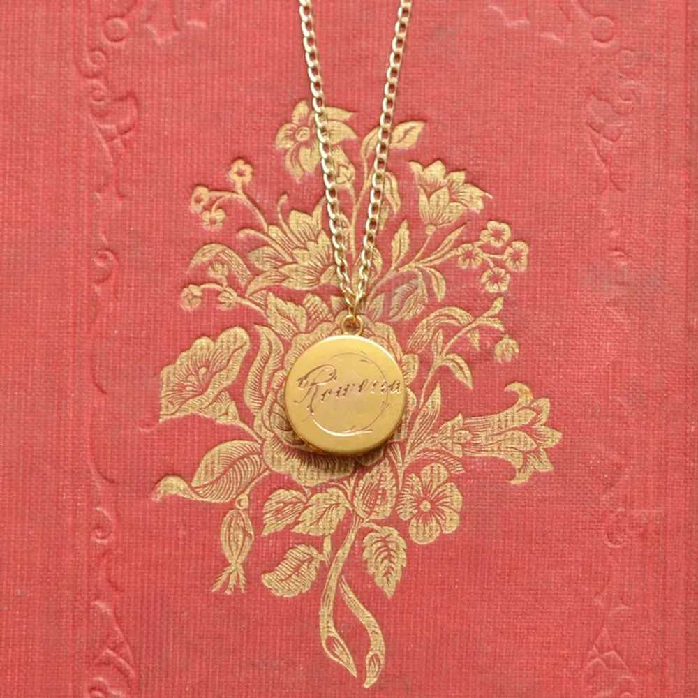 Antique Victorian Miniature 10k Gold “Rowena” Loc… - image 2