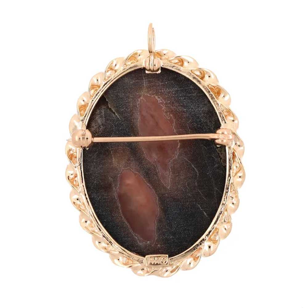 Black Mother-Of-Pearl Cameo Brooch Pin Pendant Ov… - image 6