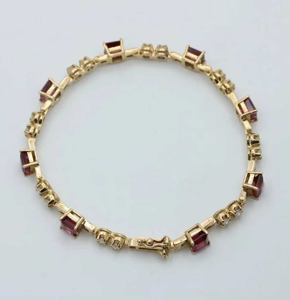 Vintage Rhodolite Garnet and Diamond Bracelet - image 2