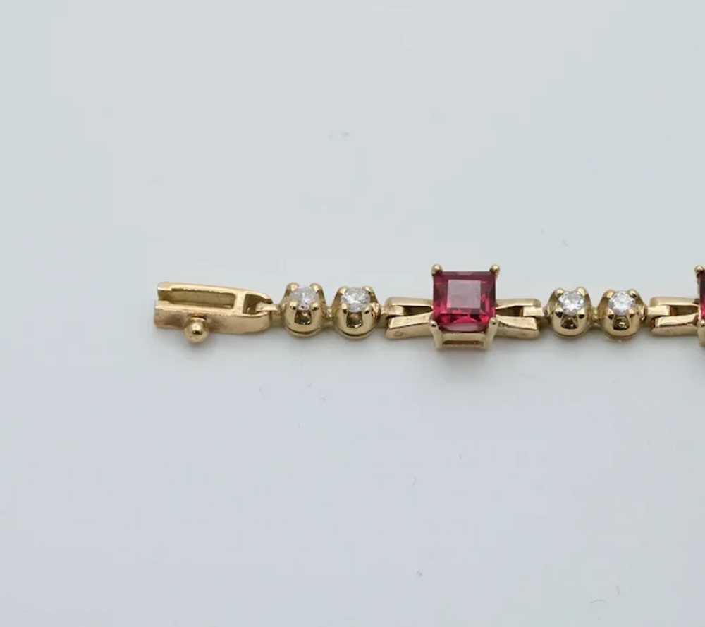 Vintage Rhodolite Garnet and Diamond Bracelet - image 6