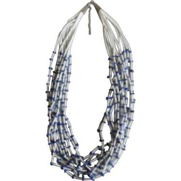 Vintage Heishi and Lapis Multi Strand Necklace - image 1
