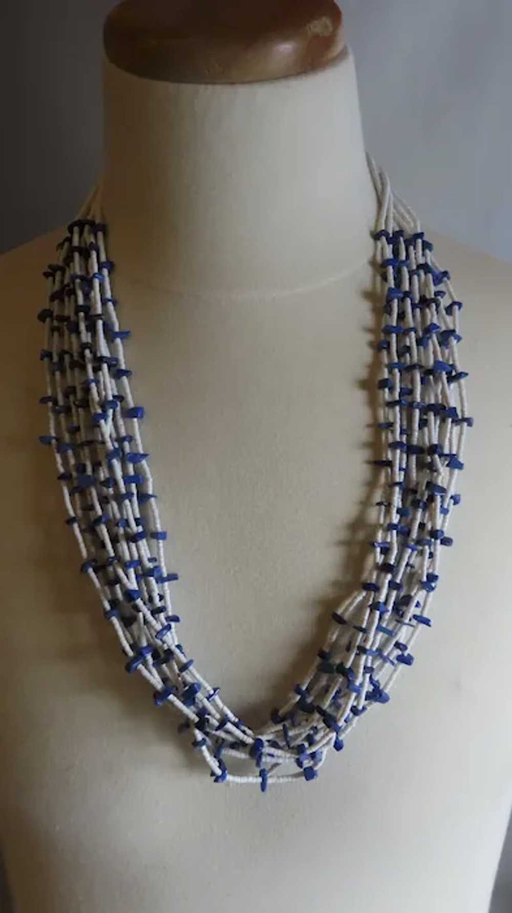 Vintage Heishi and Lapis Multi Strand Necklace - image 6