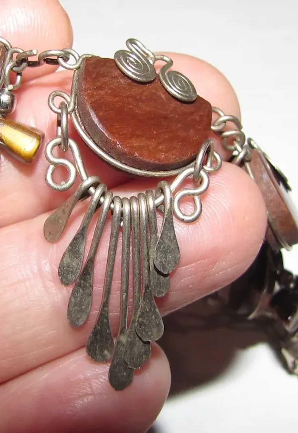 Peruvian Wire-Work Festoon Necklace, Brown Agate … - image 3