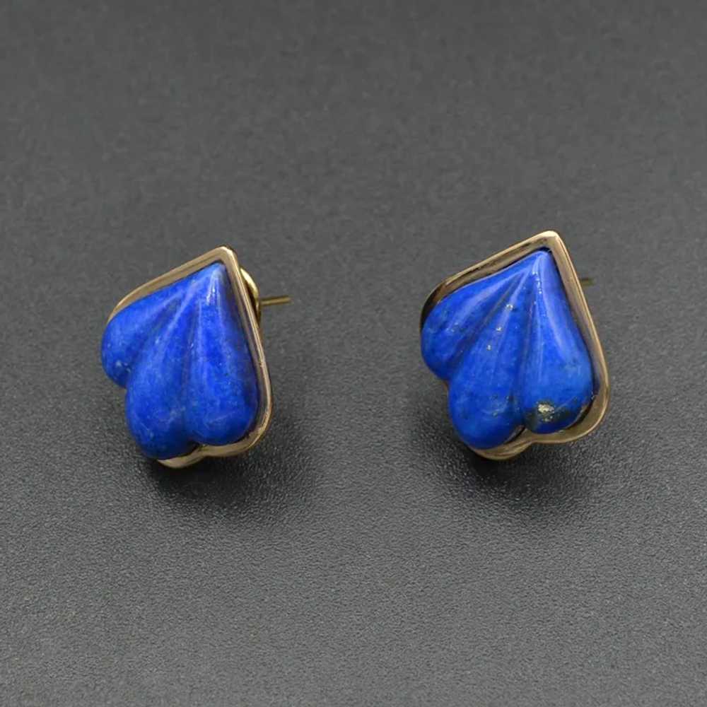 Vintage Lapis Lazuli and 14k Gold Omega Back Earr… - image 5