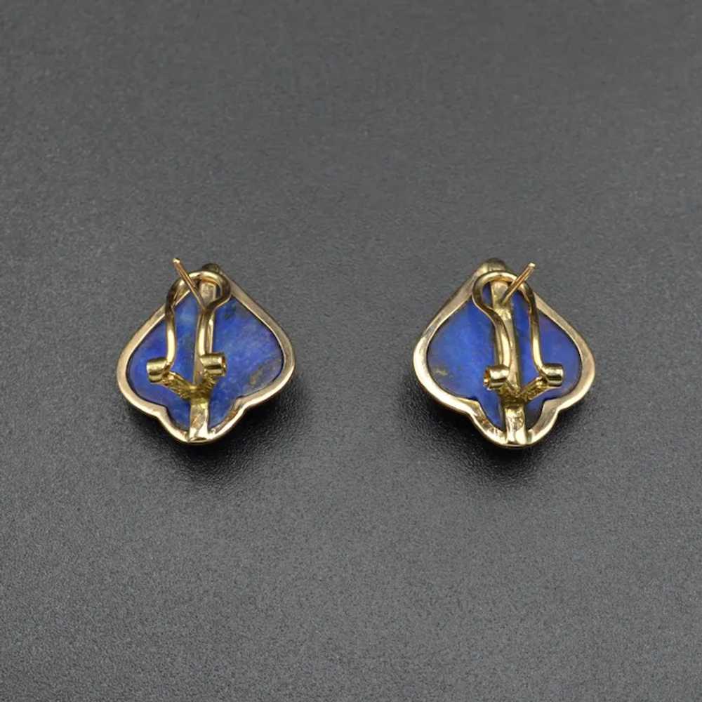 Vintage Lapis Lazuli and 14k Gold Omega Back Earr… - image 7