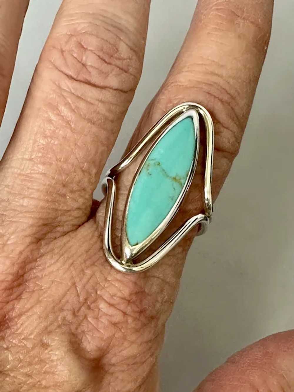 Large Turquoise and Sterling Ring - image 2