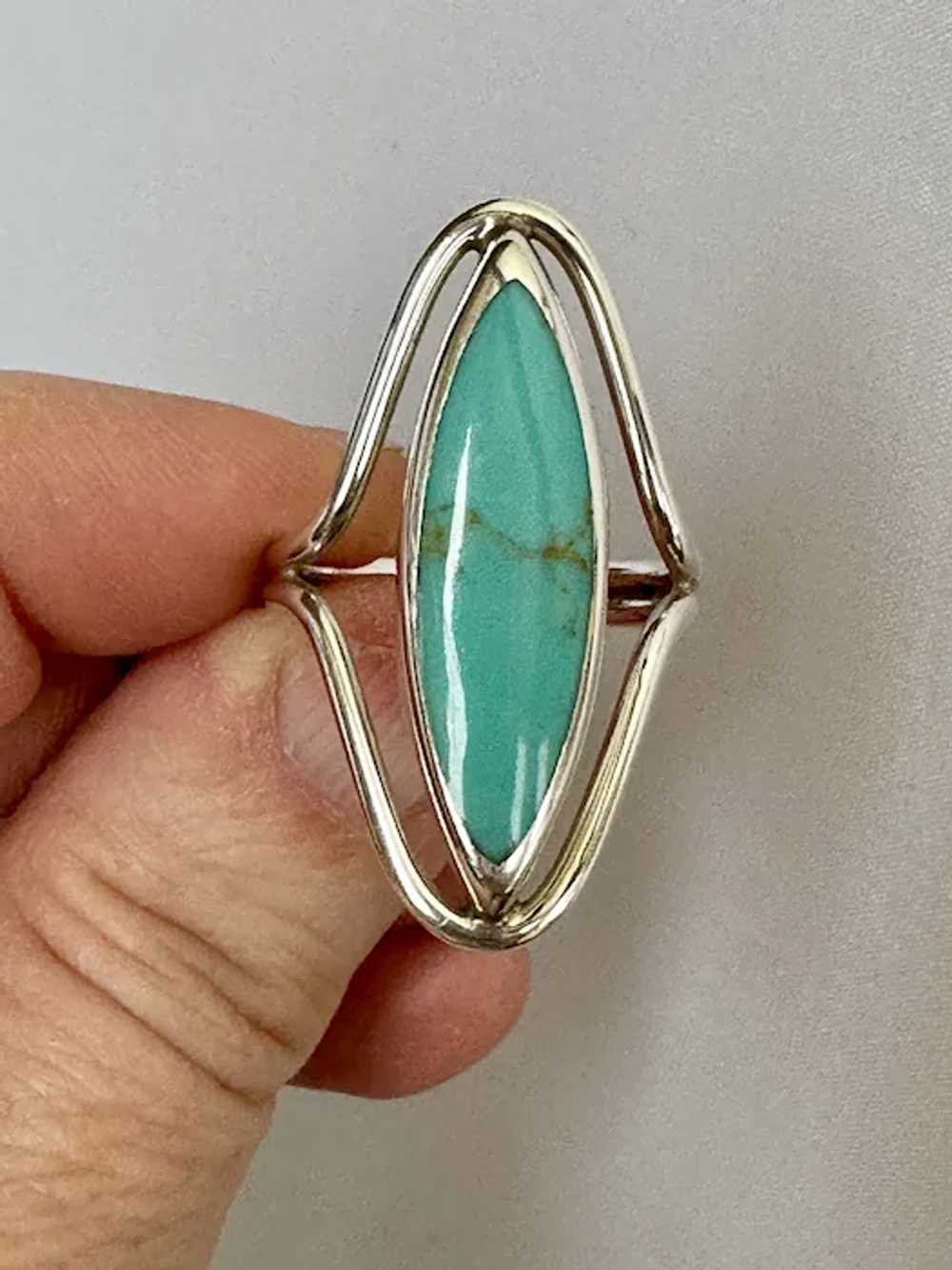 Large Turquoise and Sterling Ring - image 3