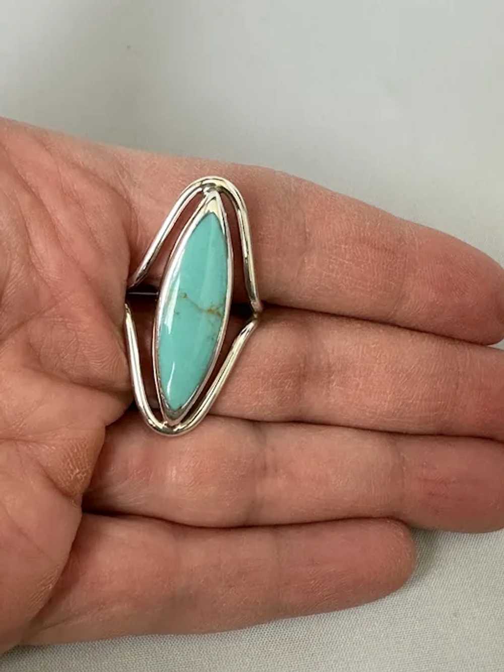 Large Turquoise and Sterling Ring - image 6
