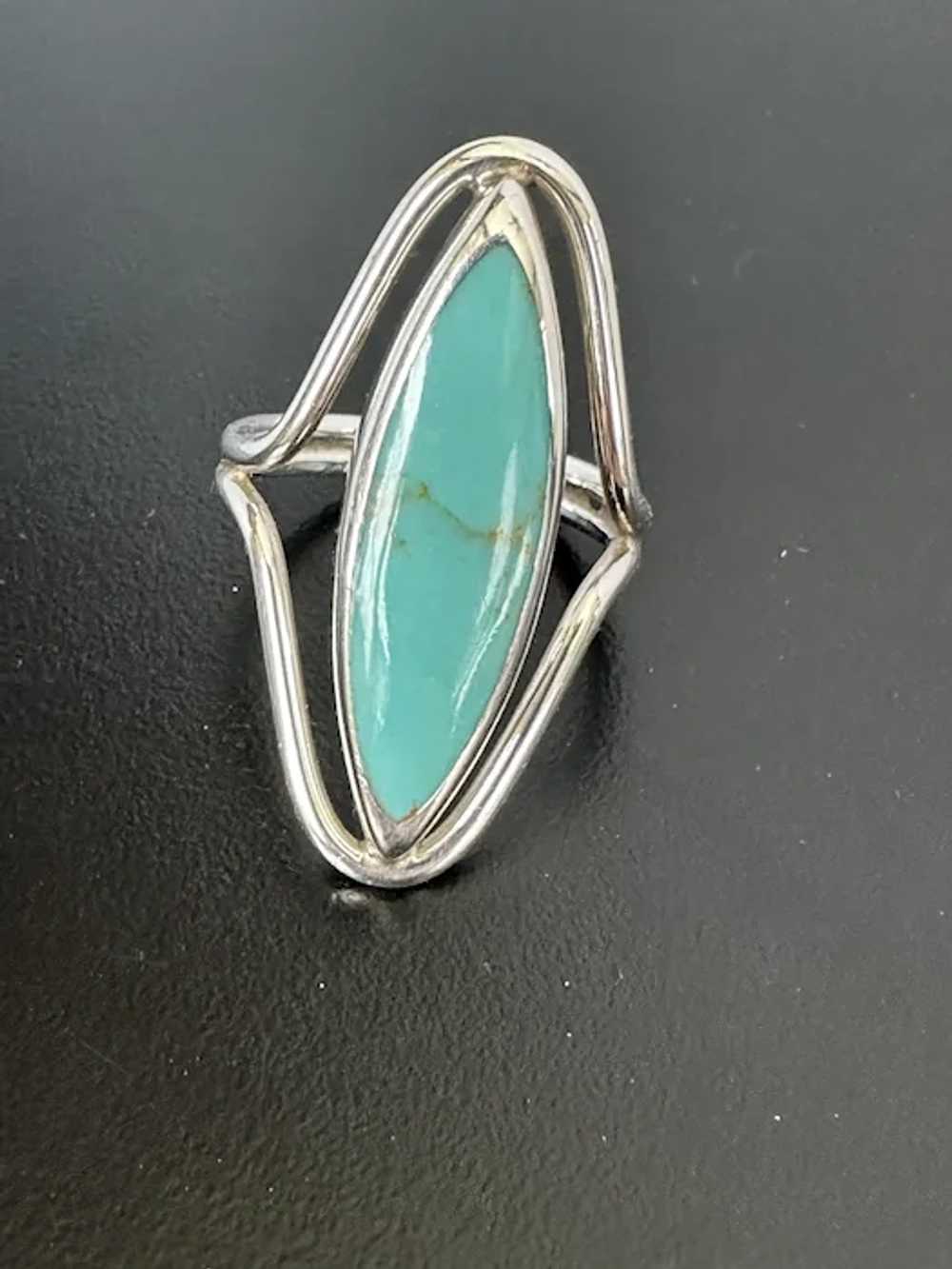 Large Turquoise and Sterling Ring - image 9